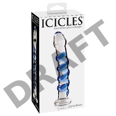 Стеклянный стимулятор Icicles No. 5 - Clear/Blue