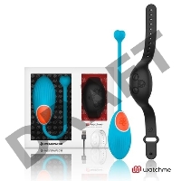 Голубое виброяйцо с черным пультом-часами Wearwatch Egg Wireless Watchme