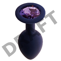 Анальная пробка с кристаллом Gamma, цвет Черничный + фиолетовый кристалл  (CORE)