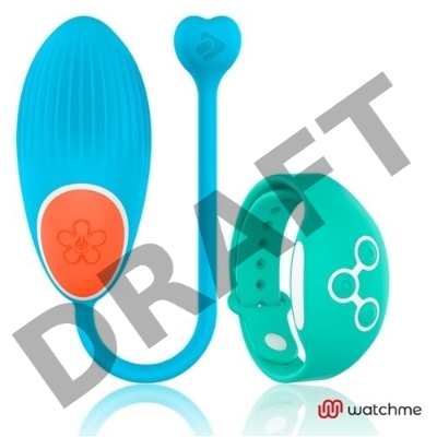 Голубое виброяйцо с зеленым пультом-часами Wearwatch Egg Wireless Watchme