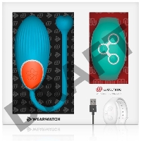 Голубое виброяйцо с зеленым пультом-часами Wearwatch Egg Wireless Watchme