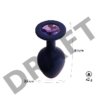 Анальная пробка с кристаллом Gamma, цвет Черничный + фиолетовый кристалл  (CORE)