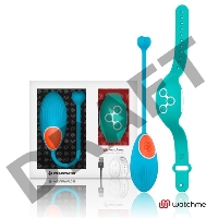 Голубое виброяйцо с зеленым пультом-часами Wearwatch Egg Wireless Watchme