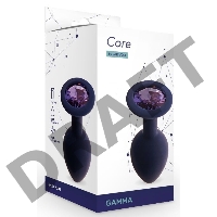 Анальная пробка с кристаллом Gamma, цвет Черничный + фиолетовый кристалл  (CORE)