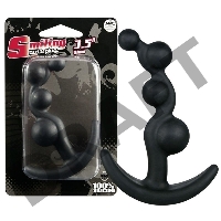 Чёрный анальный стимулятор с шариками Smiling Butt Plug - 8,9 см.