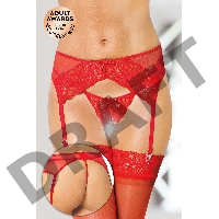 Пояс для чулок и стринги кружевные SoftLine Collection, красный, M/L