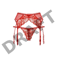 Пояс для чулок и стринги кружевные SoftLine Collection, красный, M/L