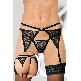 Пояс для чулок и стринги SoftLine Collection, черный, S/M