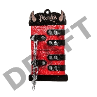 Оковы Pecado BDSM, мягкие, с двумя ремешками с люверсами, натуральная кожа, красно-чёрные