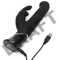 Черный хай-тек вибратор Greedy Girl Thrusting Rabbit Vibrator - 22,8 см.