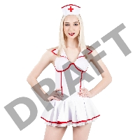 Верхняя часть костюма «Медсестра», Pecado BDSM, корсет, головной убор, бело-красный, 46