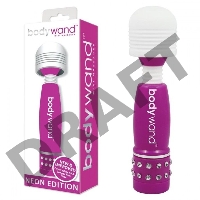 Фиолетово-белый жезловый мини-вибратор с кристаллами Mini Massager Neon Edition