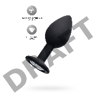 Анальная втулка POPO Pleasure by TOYFA со стразом S, силикон, черная, 7,2 см, Ø 2,8 см, 25 г