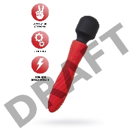 Двусторонний вибромассажер Black&Red by Toyfa, силикон, красный, 21 см