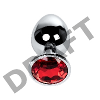 Анальная втулка Metal by TOYFA, металл, серебряная, с красным кристаллом, 9,5 см, Ø 4 см, 420 г
