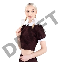 Верхняя часть костюма «Русская школьница», Pecado BDSM, топ, банты, коричнево-белый, 46