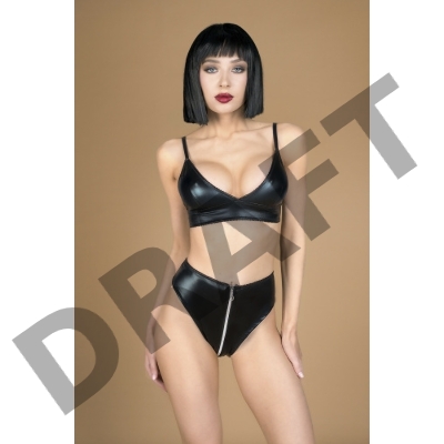 Комплект лиф и трусики с функциональной молнией из материала wet look(My Shadow) (L/XL)