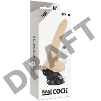 Телесный вибратор на мощной присоске Basecock Realistic Vibrator Remote Control - 19 см.