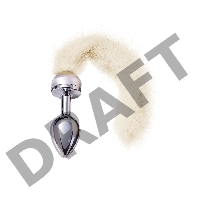 Анальная втулка Metal by TOYFA, металл, серебряная, с белым хвостом, 32 см, Ø 2,9 см, 175 г