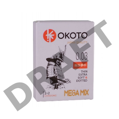 Презервативы OKOTO MegaMIX 4шт, 2 гладких ультрамягких,2 с точечной текстурированной поверхностью