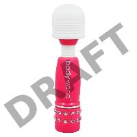 Розово-белый жезловый мини-вибратор с кристаллами Mini Massager Neon Edition