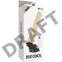 Телесный вибромассажер на мощной присоске Basecock Realistic Vibrator Remote Control - 19,5 см.