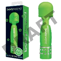 Светящийся в темноте жезловый мини-вибратор с кристаллами Mini Massager Glow In The Dark