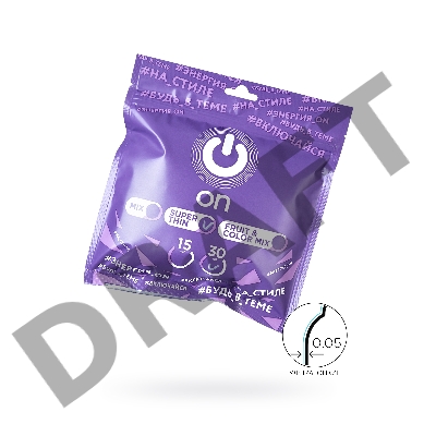 Презервативы On, super thin, ультратонкие, 18,5 см, 5,4 см, 30 шт.