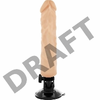 Телесный вибратор на мощной присоске Basecock Realistic Vibrator Remote Control - 21 см.