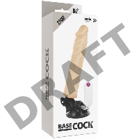 Телесный вибратор на мощной присоске Basecock Realistic Vibrator Remote Control - 21 см.