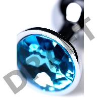 Анальная втулка Metal by TOYFA, металл, серебряная, с голубым кристаллом, 7 см, Ø 2,8 см, 50 г