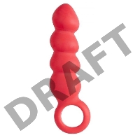 Красный анальный стимулятор в форме ёлочки с кольцом