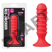 Красный анальный плаг с объемными кольцами