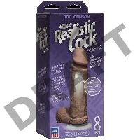 Фаллоимитатор реалистик на присоске 8” коричневый Realistic Cock Vac-U-Lock