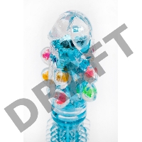 Прозрачно-голубой вибратор с дополнительными пупырышками - 16,5 см.