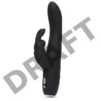 Черный вибратор с клиторальным отростком Greedy Girl Slimline Rabbit Vibrator - 22,8 см.