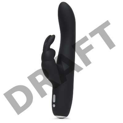 Черный вибратор с клиторальным отростком Greedy Girl Slimline Rabbit Vibrator - 22,8 см.