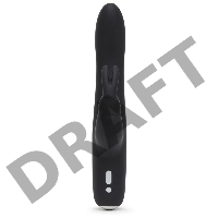 Черный вибратор с клиторальным отростком Greedy Girl Slimline Rabbit Vibrator - 22,8 см.