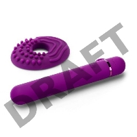 Фиолетовый мини-вибратор Le Wand Baton с текстурированной насадкой - 11,9 см.