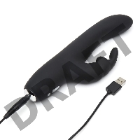 Черный вибратор с клиторальным отростком Greedy Girl Slimline Rabbit Vibrator - 22,8 см.