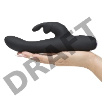 Черный вибратор с клиторальным отростком Greedy Girl Slimline Rabbit Vibrator - 22,8 см.