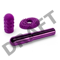 Фиолетовый жезловый вибратор Le Wand Grand Bullet с двумя нежными насадками