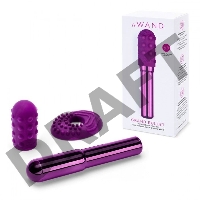 Фиолетовый жезловый вибратор Le Wand Grand Bullet с двумя нежными насадками
