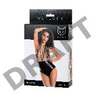 Боди Glossy Kiara из материала Wetlook, черное, M