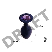 Анальная пробка с кристаллом Gamma, цвет Черничный + фиолетовый кристалл  (CORE)