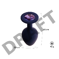 Анальная пробка с кристаллом Gamma, цвет Черничный + фиолетовый кристалл  (CORE)